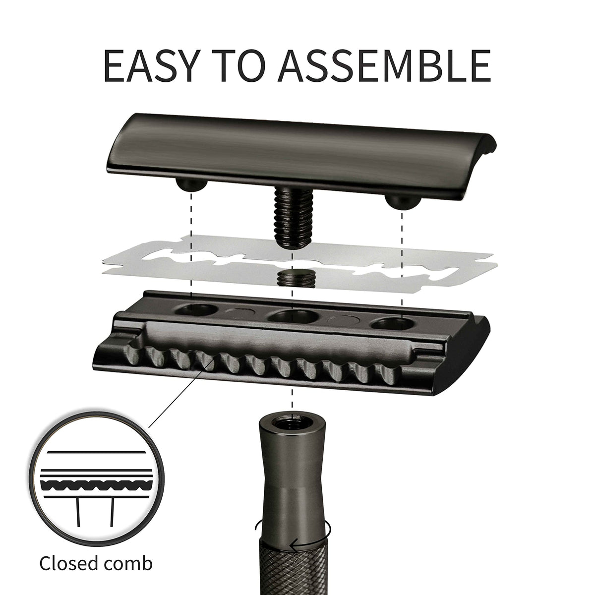 Bambaw head detail with blade installed for precise close shave