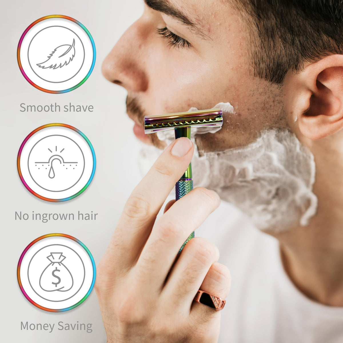 Bambaw razor held in hand demonstrating steady grip for safer shaving