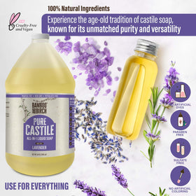 BAMBOO AND BIRCH placed in a bathroom setting illustrating calming lavender scent and daily use