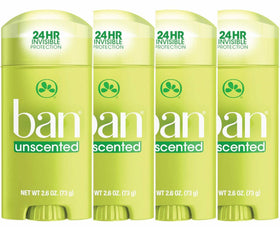 Ban front packaging 4-pack showing value and dependable 24-hour protection