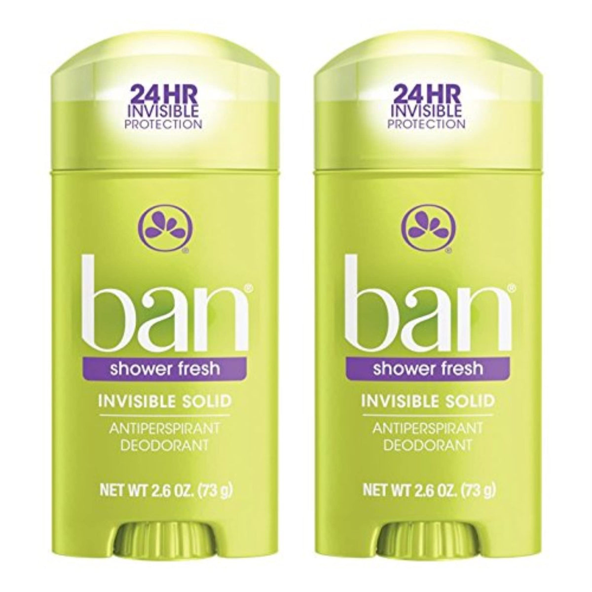 Ban front packaging showing two Shower Fresh sticks and compact travel benefit