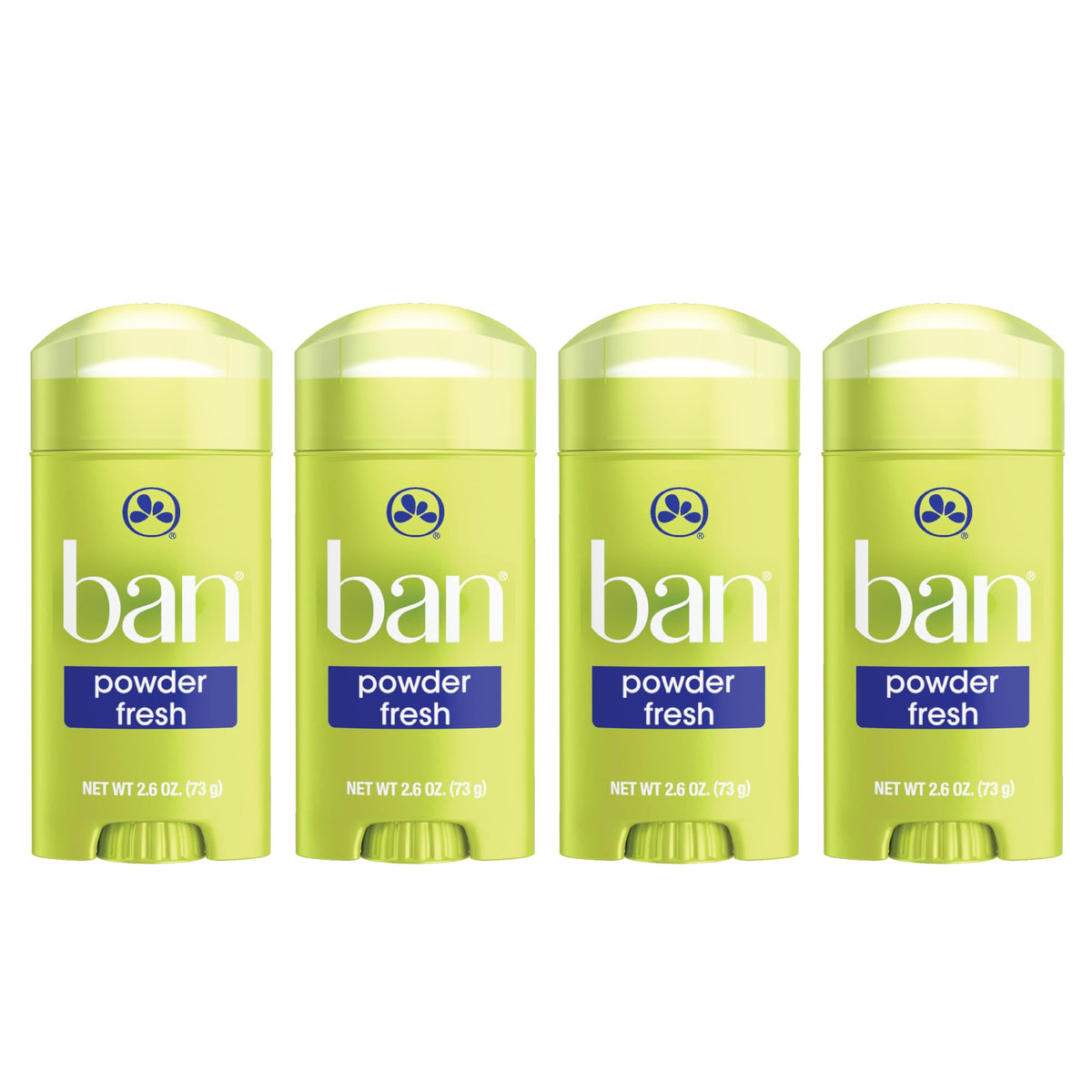 Ban front packaging shot showing Powder Fresh label and 4-pack value benefit