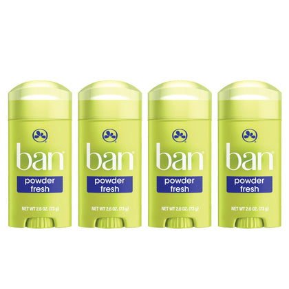 Ban front packaging shot showing Powder Fresh label and 4-pack value benefit