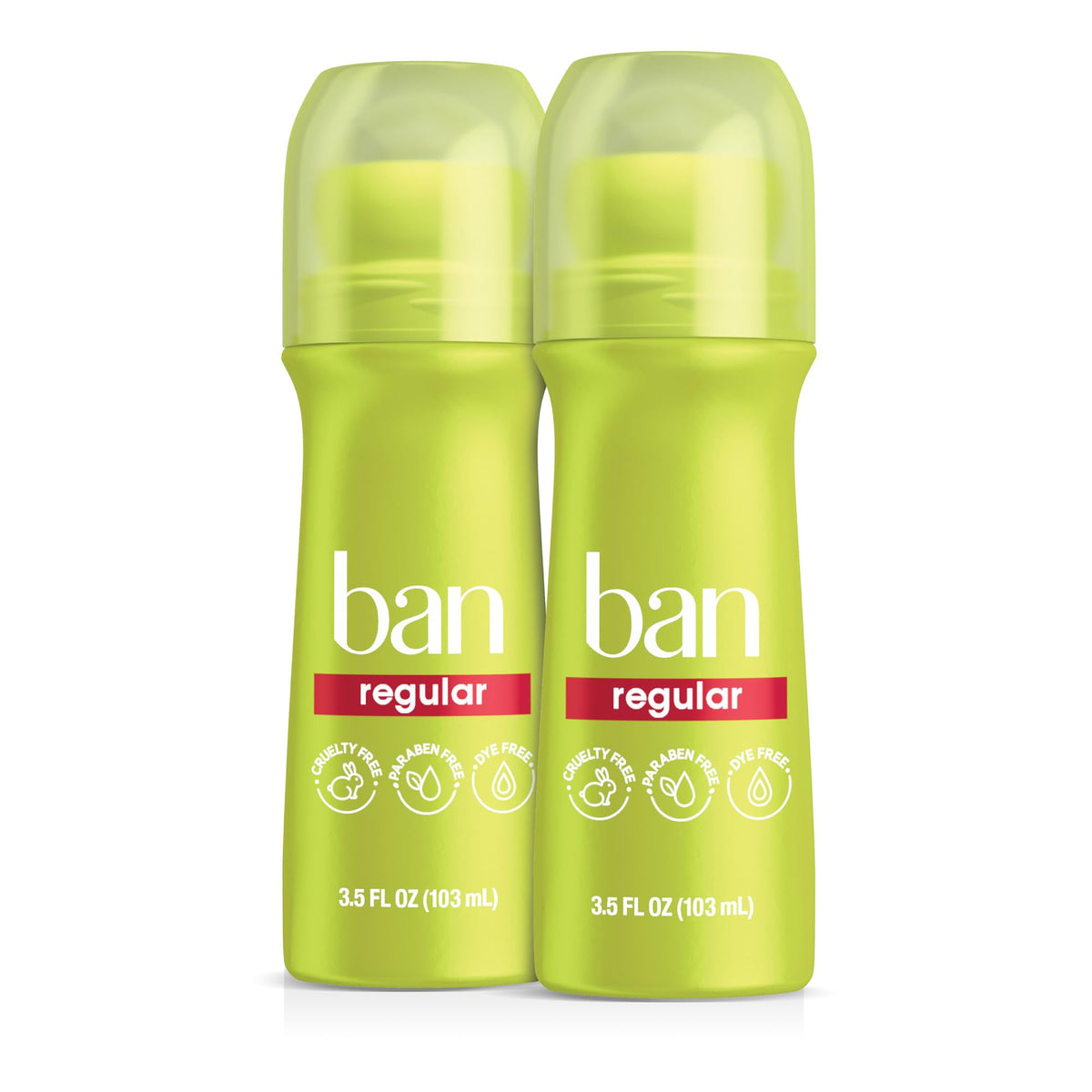 Ban front packaging showing two roll-on bottles and brand visibility benefit