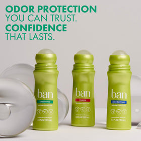 Ban roll-on next to shirt showing clothes-safe, no white marks