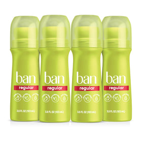 Ban roll-on front packaging showing regular scent and no-white-mark benefit
