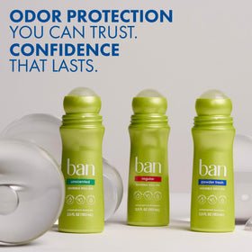 Ban roll-on with Kihada extract imagery highlighting odor reduction