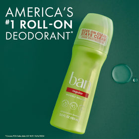 Ban roll-on label closeup highlighting Kihada extract and clean formula