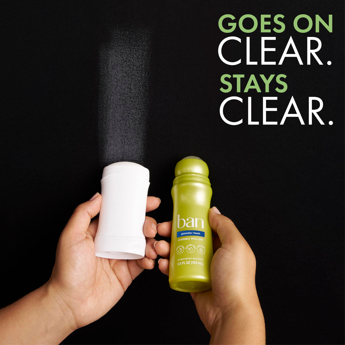 Ban roll-on Powder Fresh scent visual with soft floral benefit