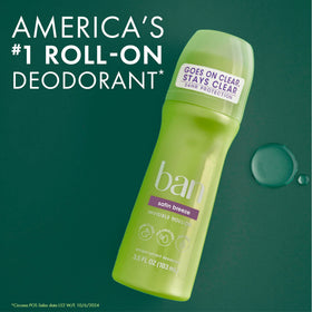Ban roll-on texture on skin illustrating quick-dry, non-greasy comfort