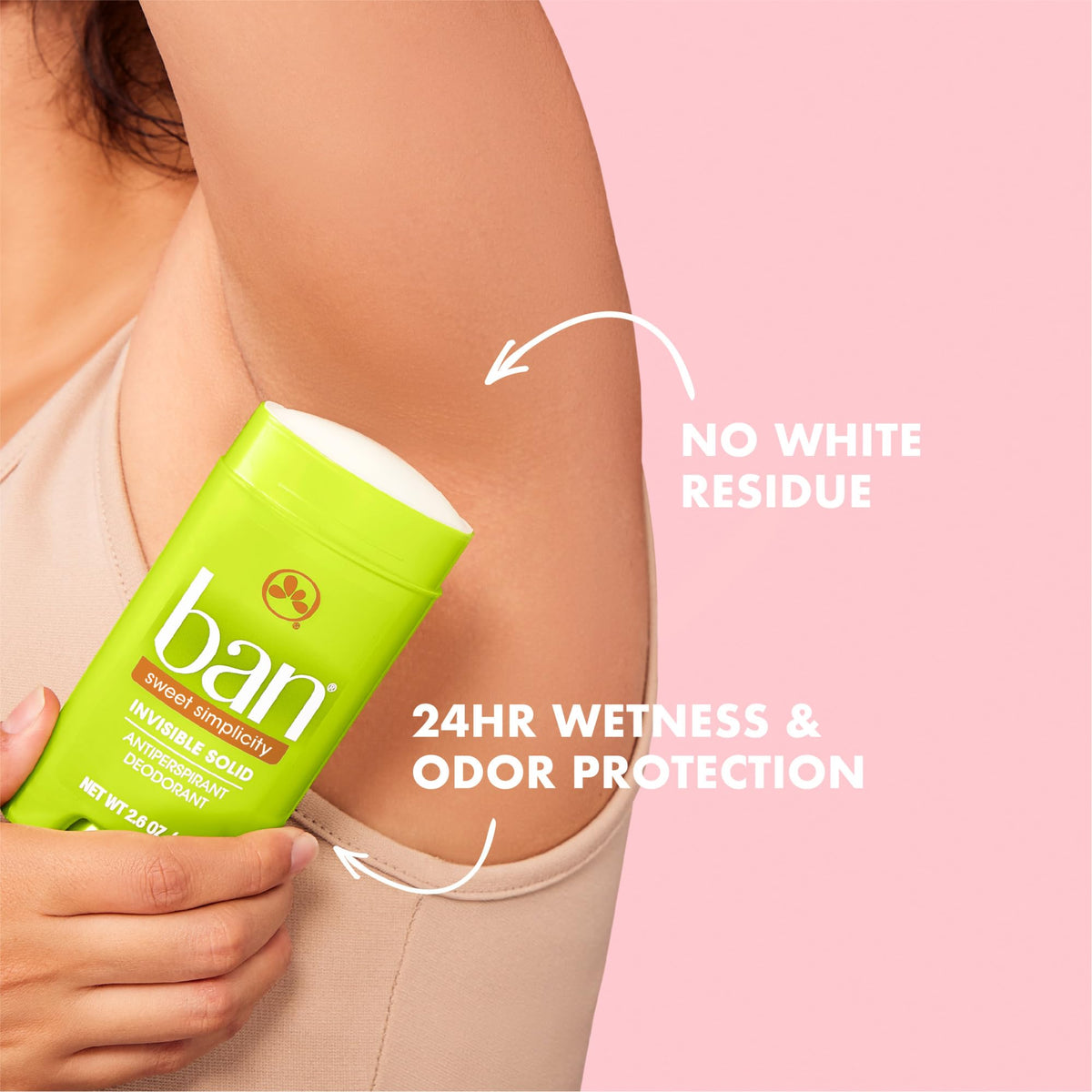 Ban Sweet Simplicity open stick top view revealing clear glide and easy application benefit