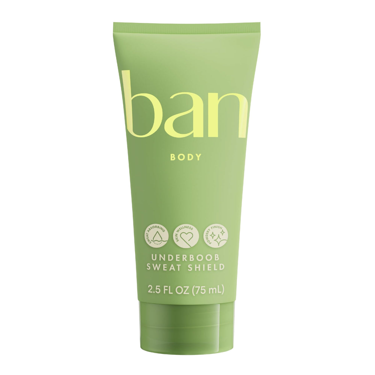 Ban front packaging showing unscented stay dry lotion and benefits