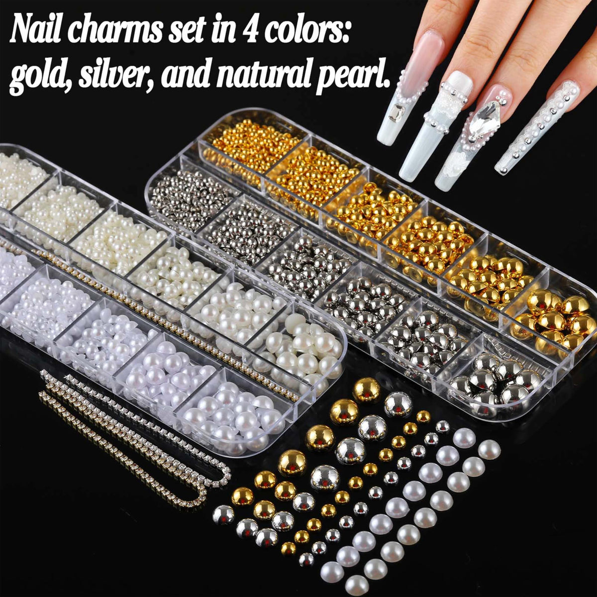BANA ART finished glam nails using kit charms to demonstrate salon-style results