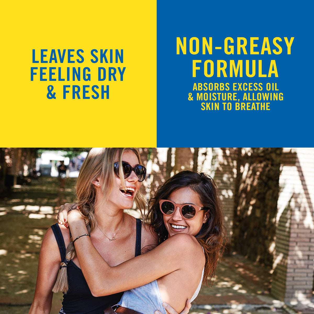 Banana Boat sunscreen applied on hand demonstrating clear finish benefit