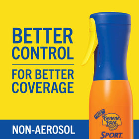 Banana Boat bottle in hand demonstrating ergonomic grip for active use