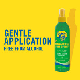 Banana Boat bottle label close-up highlighting aloe ingredients