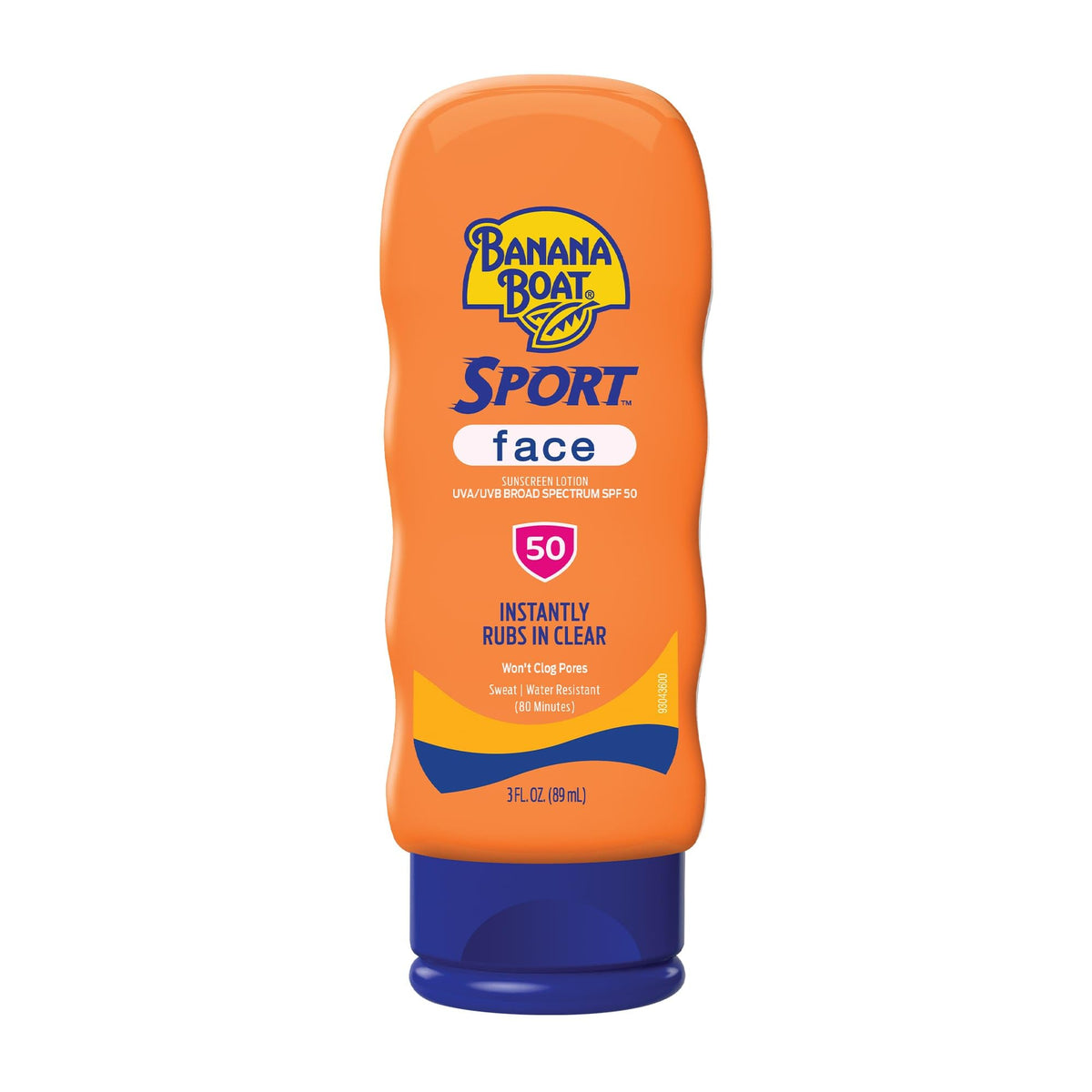 Banana Boat front packaging showing travel-size SPF 50 and clear finish