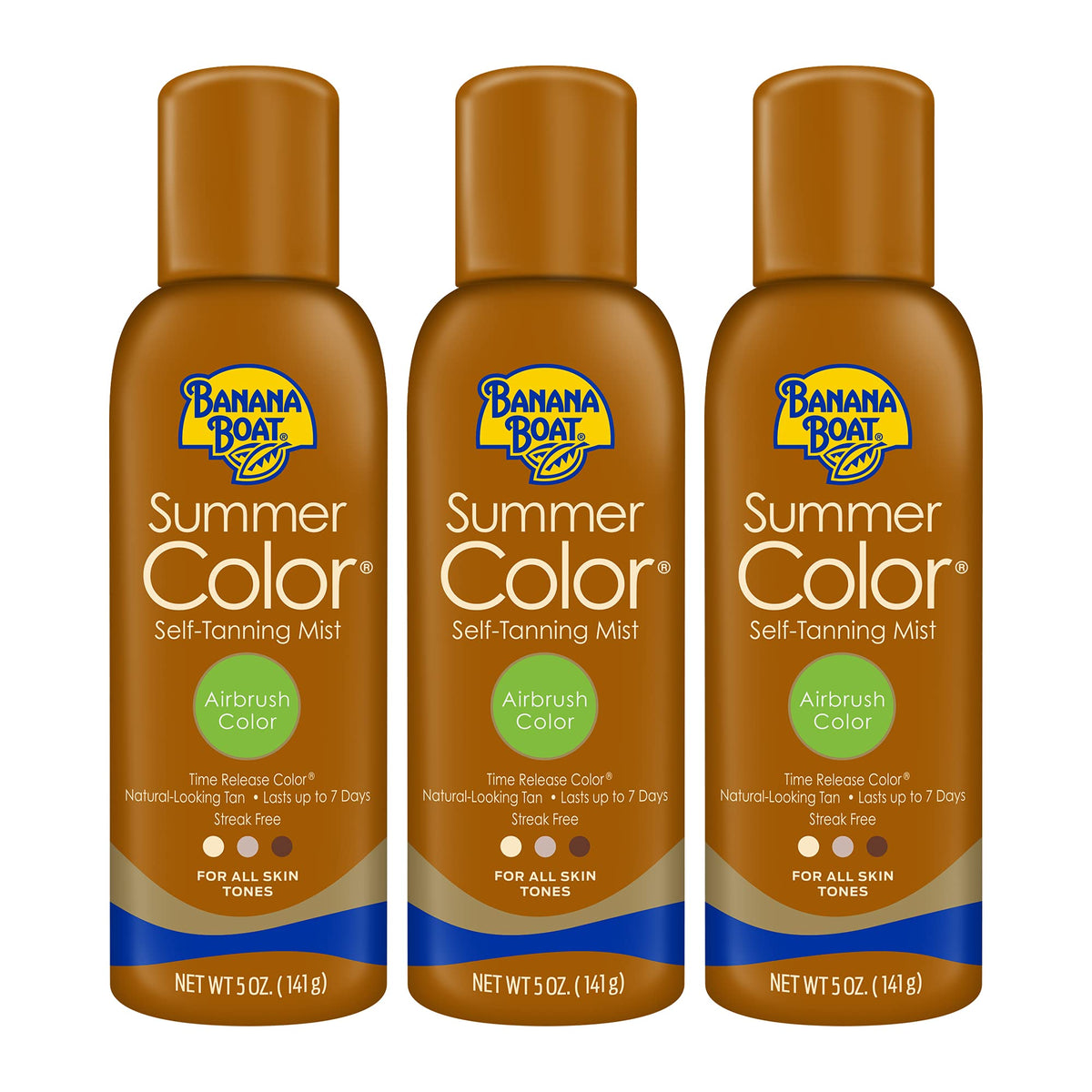 Banana Boat front view of three 5 oz cans showing packaging and convenience