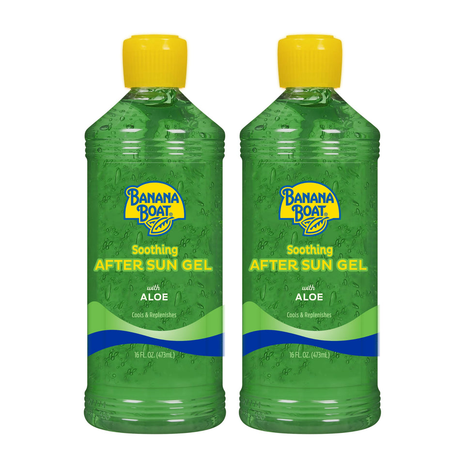 Banana Boat front packaging showing twin 16 fl oz bottles and cooling benefit