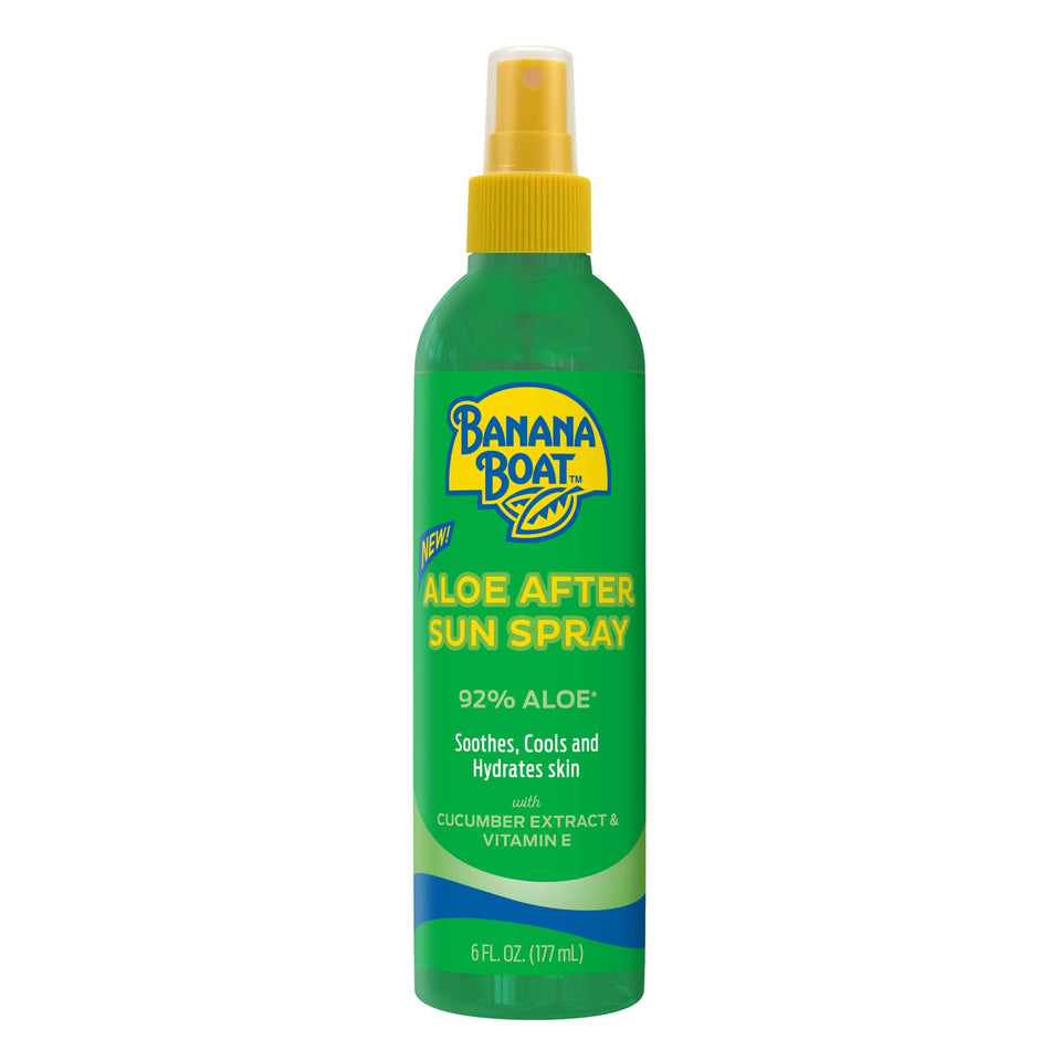 Banana Boat front packaging showing aloe spray for quick cooling