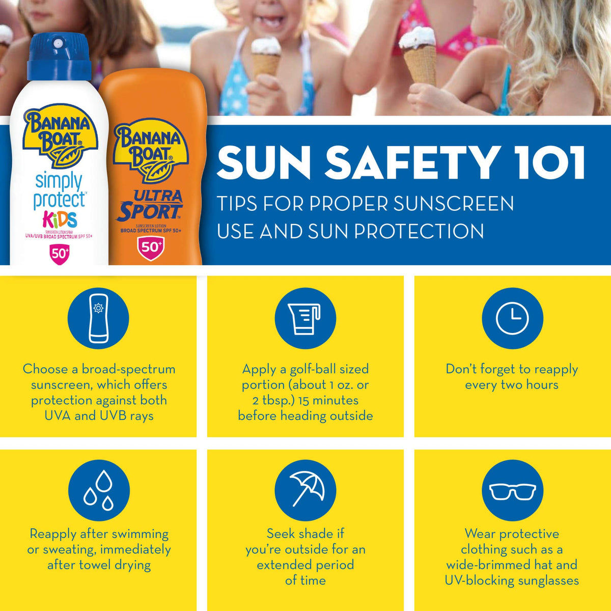 Banana Boat lotion in parent hand demonstrating easy application