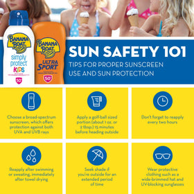 Banana Boat lotion in parent hand demonstrating easy application