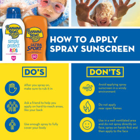 Banana Boat spray being applied outdoors for fast, even coverage