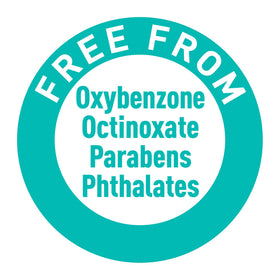 Banana Boat label close-up highlighting oxybenzone-free ingredient benefit