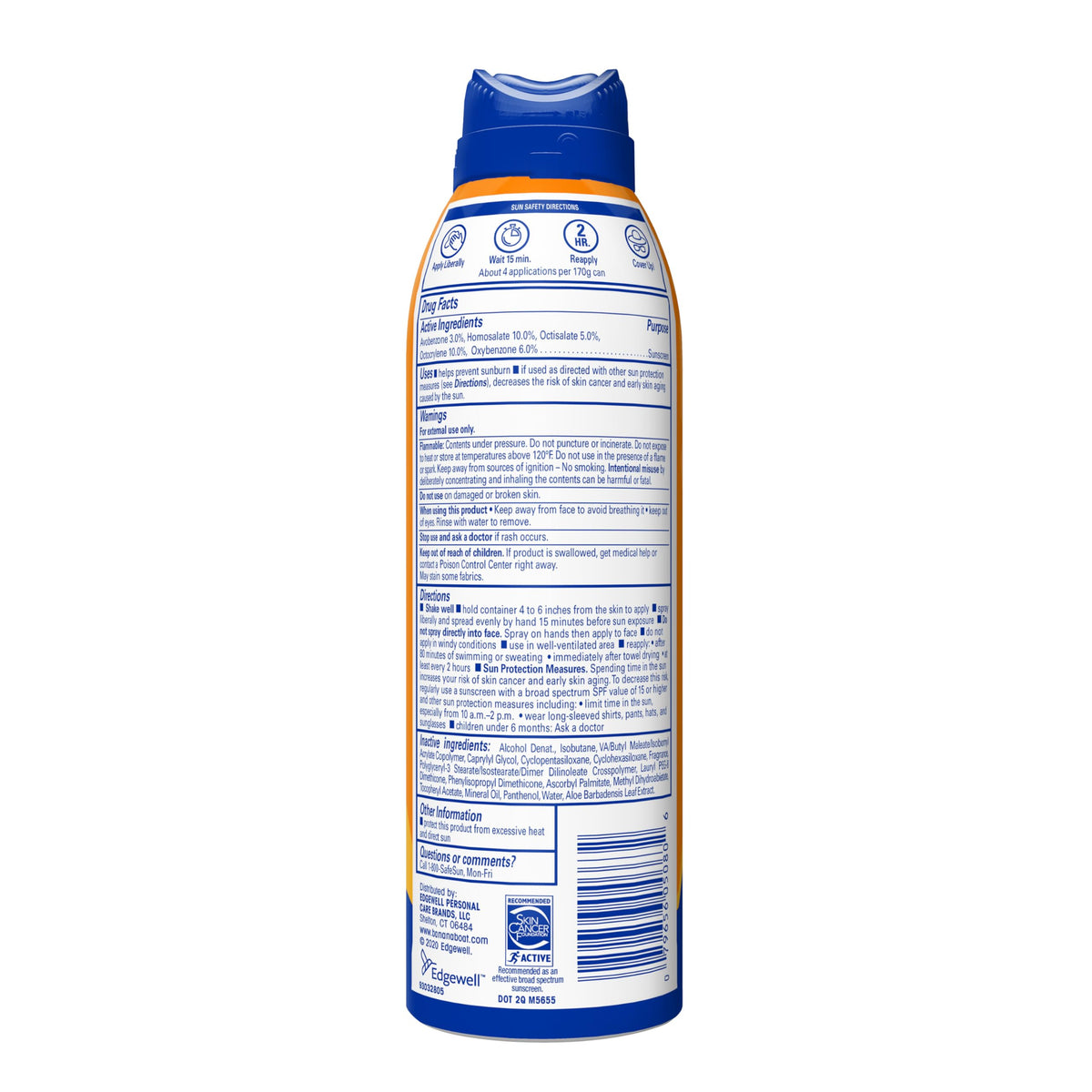 Banana Boat label details and usage instructions for safe reapplication