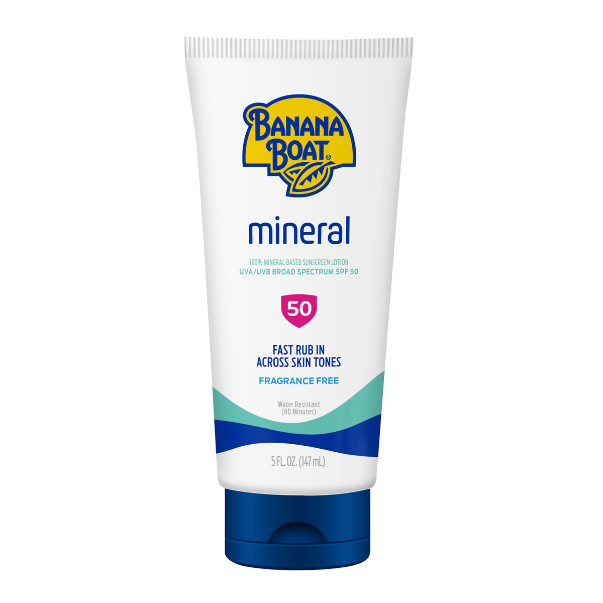 Banana Boat front packaging showing SPF 50 protection and travel size benefit
