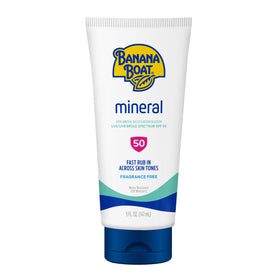 Banana Boat front packaging showing SPF 50 protection and travel size benefit