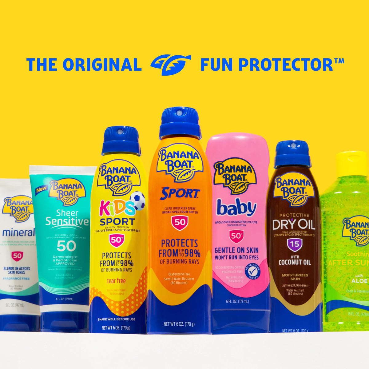 Banana Boat open cap dispensing gel to illustrate easy application