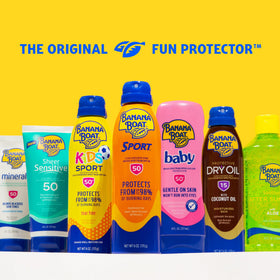 Banana Boat open cap dispensing gel to illustrate easy application
