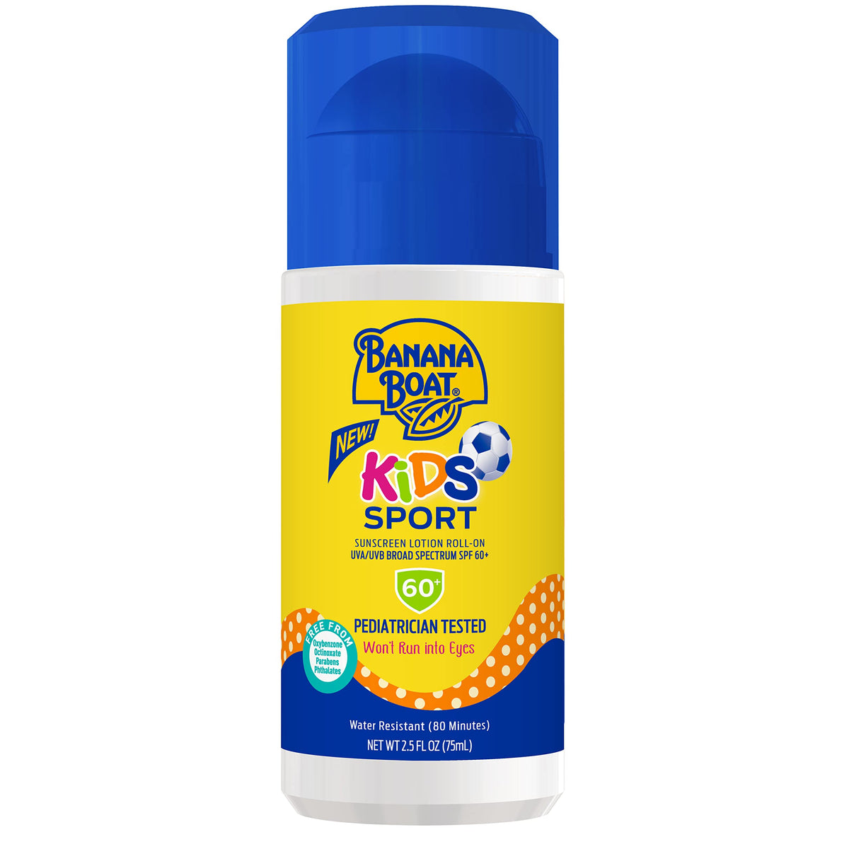 Banana Boat roll-on front view showing compact travel-friendly bottle and SPF60 protection