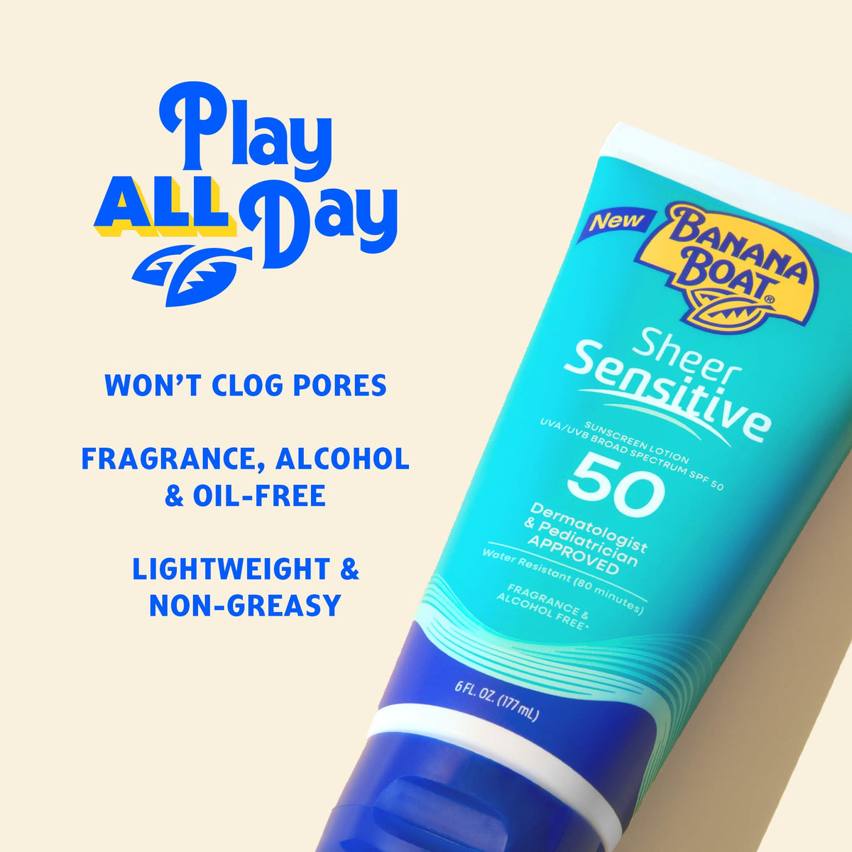 Close-up of Banana Boat label emphasizing clinically tested formula