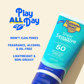 Close-up of Banana Boat label emphasizing clinically tested formula