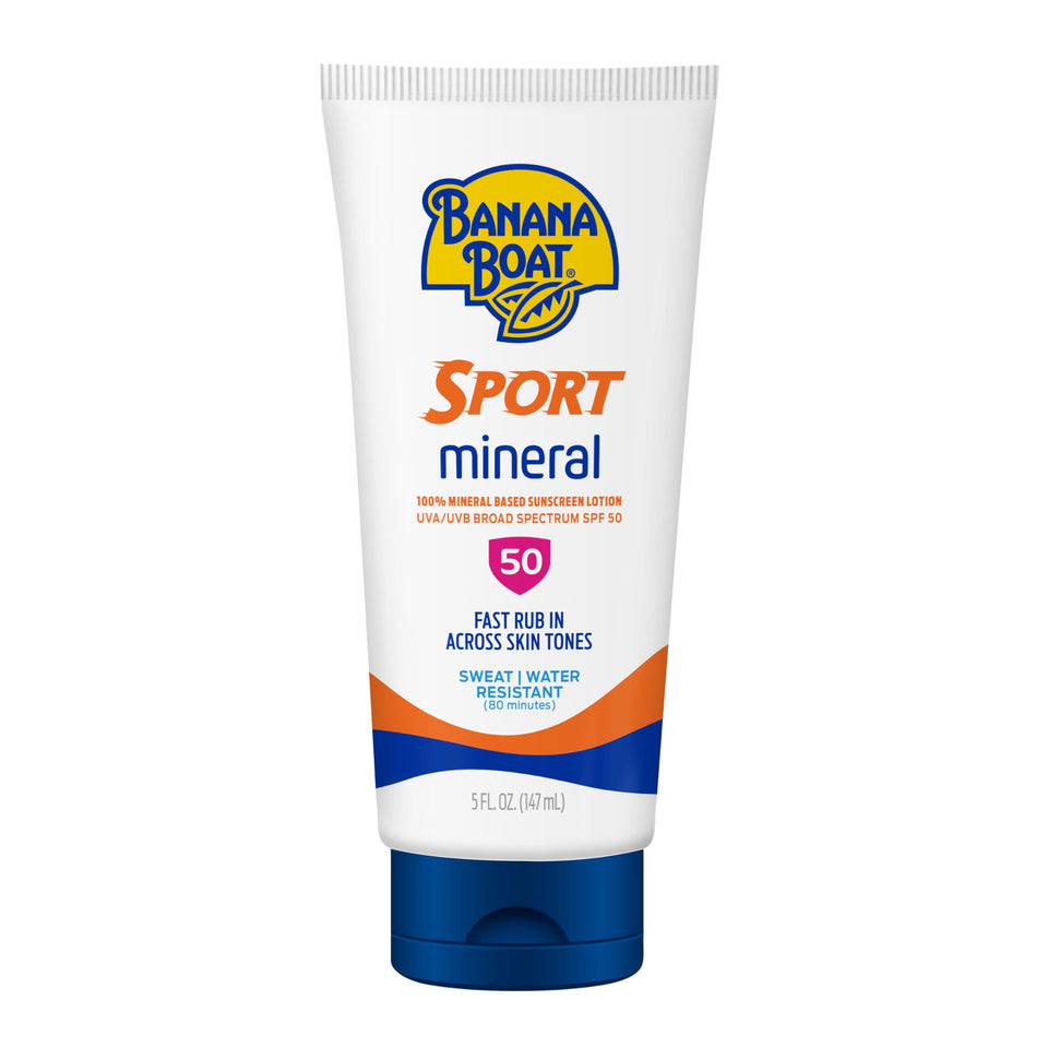 Banana Boat front packaging showing SPF 50 and zinc oxide benefit