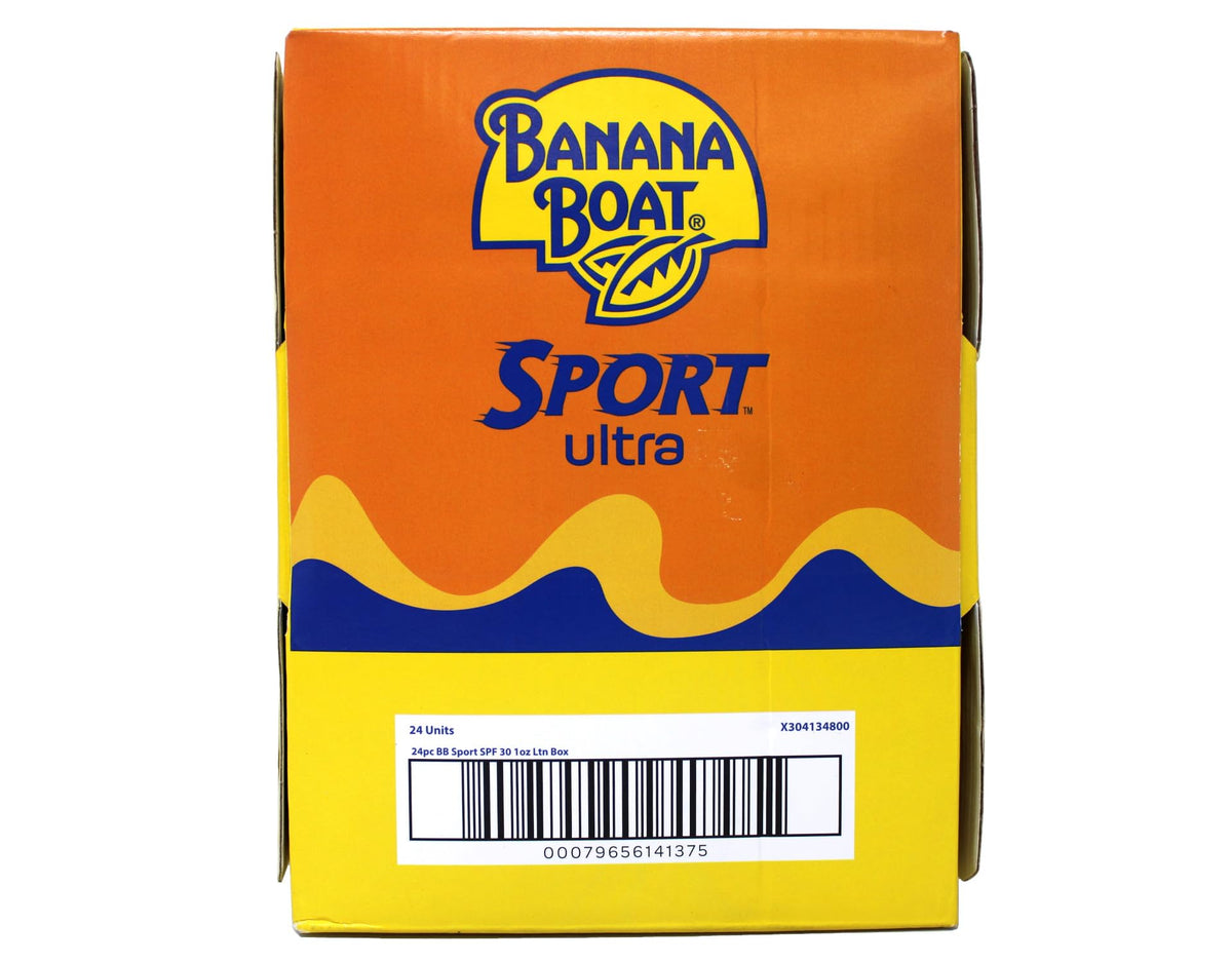 Banana Boat 1oz size comparison next to a passport to show portability