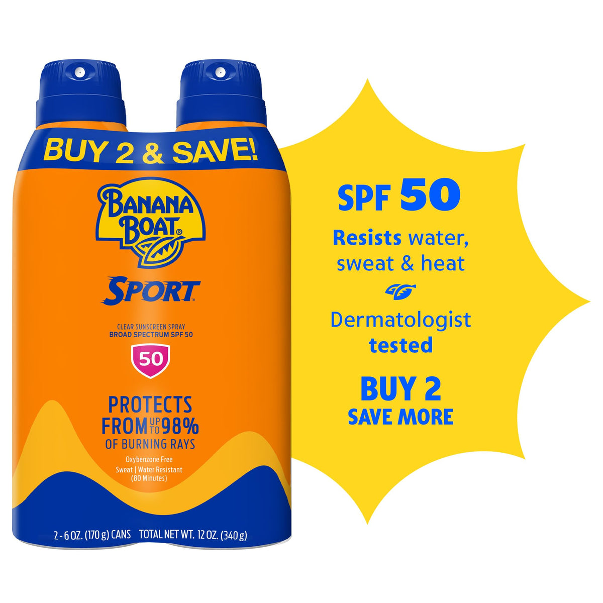 Banana Boat back label with directions and reapplication guidance