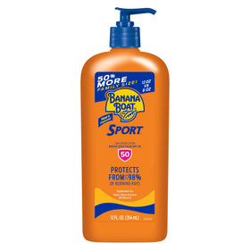 Banana Boat front label showing SPF 50 and sport protection benefit