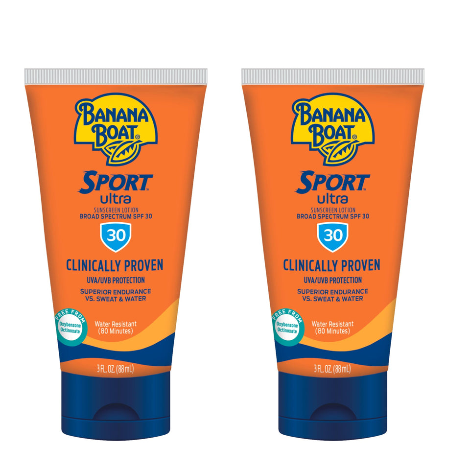 Banana Boat Sport Ultra front packaging shows SPF 30 and sport label for active protection