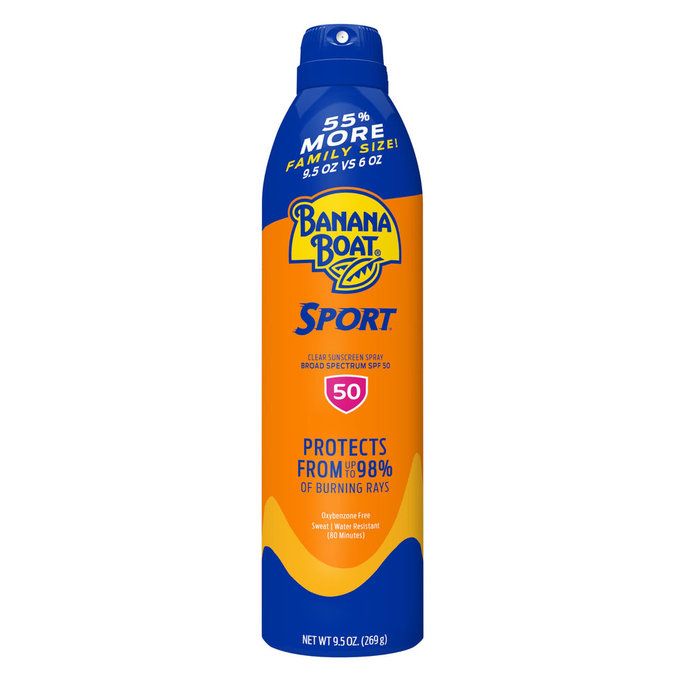 Banana Boat front packaging showing SPF 50 for sun protection