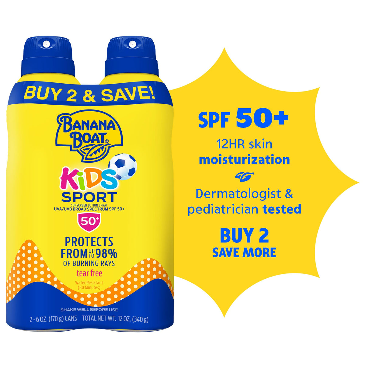 Banana Boat spray nozzle close-up for easy quick application