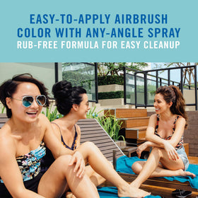 Banana Boat spray on arm showing smooth texture and streak-free benefit