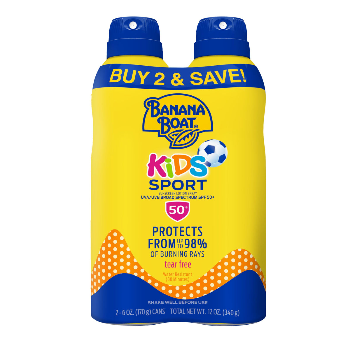 Banana Boat twin pack front packaging showing SPF 50 protection