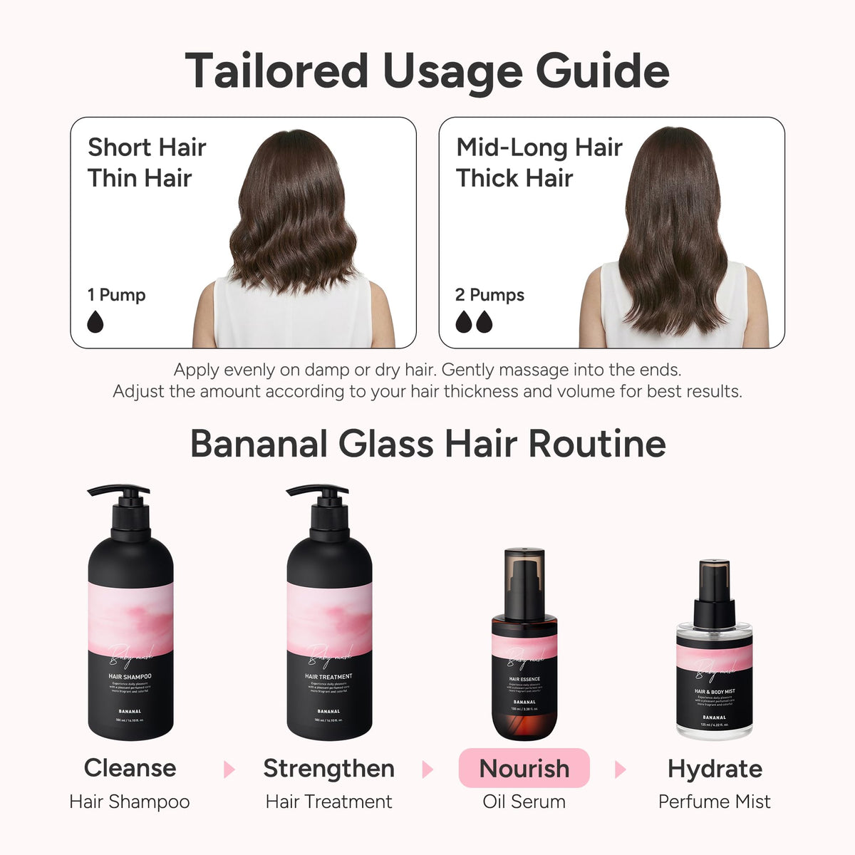 BANANAL smoothing damp hair before styling for protection and shine