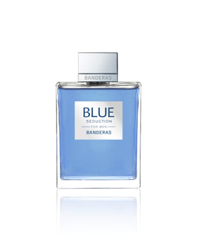 Banderas Blue Seduction spray nozzle close-up highlighting easy application benefit