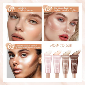 BANGFENG blended glotion on cheek highlighting natural sun-kissed glow and subtle reflectivity