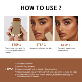 BANGFENG lifestyle shot of model with glowing skin using the balm stick