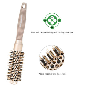 BANGMENG brush in use with blow dryer on short hair for quick salon-quality results